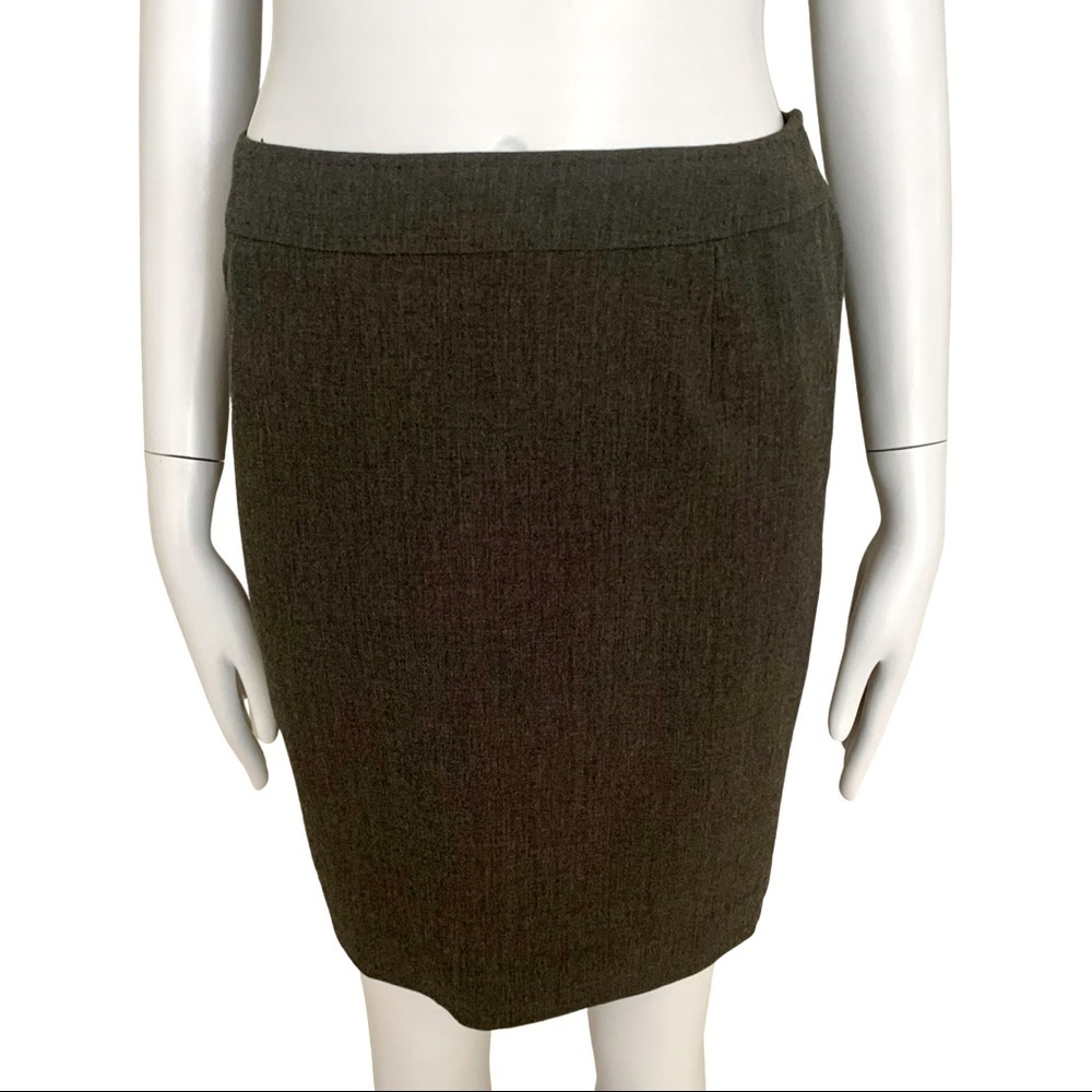 JAEGER Vintage Wool Blend Pencil Skirt Grey